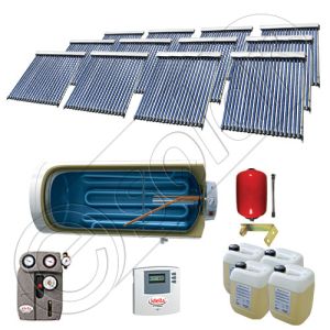 Set colectoare solare vidate si boiler orizontal SIU 12x20-2000.1BMH, Instalatii solare presurizate cu boiler solar pentru apa calda, Colectoare solare vidate la pachet cu boiler orizontal