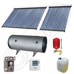 Pachet cu panou solar apa calda tot anul, Instalatii solare si boiler cu 2 serpentine, Panouri cu tuburi vidate si boiler Solariss Iunona