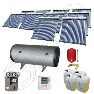 Instalatii solare presurizate cu boiler solar pentru apa calda, Colectoare solare vidate la pachet cu boiler orizontal, Set colectoare solare vidate si boiler orizontal SIU 10x20-1500.2BMH