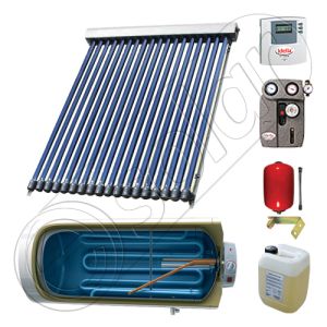 Pachet cu panou solar cu tuburi vidate, Instalatie solara cu tuburi vidate cu boiler termoelectric orizontal, Instalatii solare cu tuburi vidate si boiler SIU 1x18-100.1TEH