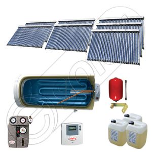 Set panouri solare ieftine cu boiler fabricate in China, Colectoare solare China Solariss Iunona, Instalatie cu panouri solare China cu tuburi vidate SIU 7x30-1500.1BMH