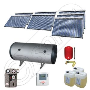 Set panouri solare ieftine cu boiler fabricate in China, Colectoare solare China Solariss Iunona, Instalatie cu panouri solare China cu tuburi vidate SIU 7x30-2000.2BMH