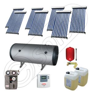 Panouri solare cu tuburi vidate si boiler la pret de importator, Colectoare solare pentru apa calda si aport la incalzire, Instalatie solara cu tuburi vidate si boiler SIU 7x10-750.2BMH