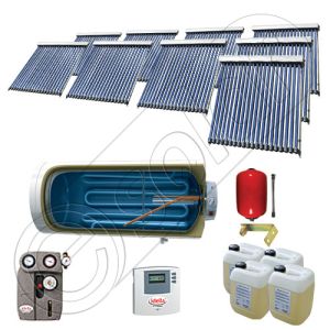 Panouri cu tuburi vidate si boiler Solariss Iunona, Pachet colectoare solare ieftine cu tuburi vidate, Instalatie solara presurizata cu boiler SIU 9x20-1500.1BMH