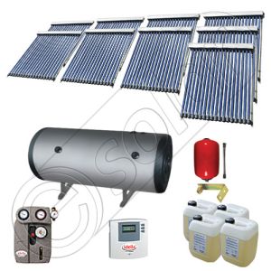 Panouri cu tuburi vidate si boiler Solariss Iunona, Pachet colectoare solare ieftine cu tuburi vidate, Instalatie solara presurizata cu boiler SIU 9x18-1500.2BMH