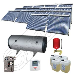 Panouri cu tuburi vidate si boiler Solariss Iunona, Pachet colectoare solare ieftine cu tuburi vidate, Instalatie solara presurizata cu boiler SIU 14x22-2000.2BMH