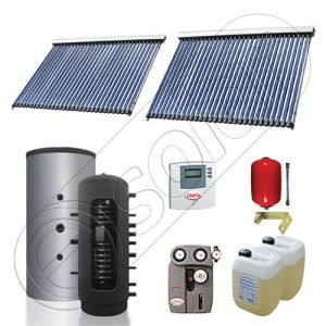 Set panou solar pentru incalzire cu tuburi vidate si puffer, Pachet cu panou solar cu tuburi vidate, Puffer si colectoare solare cu tuburi vidate