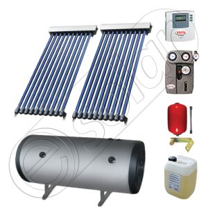 Instalatie solara cu tuburi vidate import China SIU 2x10-100.2TEH, Set colectoare solare pentru apa calda cu boiler orizontal, Instalatii solare cu tuburi vidate cu boiler termoelectric