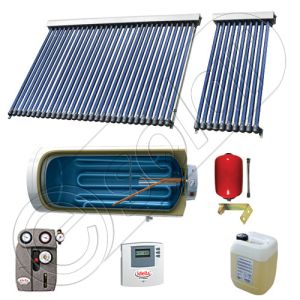 Panouri solare Solariss Iunona, Boiler cu o serpentina si panou solar cu tuburi vidate, Instalatii presurizate ieftine pentru apa calda