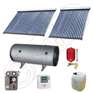 Set boiler cu doua serpentine si panouri solare ieftine, Instalatii panouri solare Solariss Iunona, Pachet cu panou solar apa calda tot anul