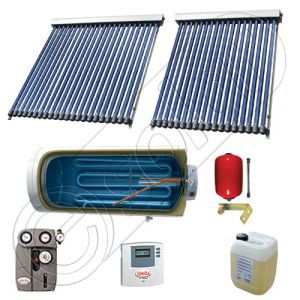 Panouri solare China Solariss Iunona, Colectoare solare cu boiler pentru apa calda tot anul, Boiler cu o serpentina si panou solar cu tuburi vidate
