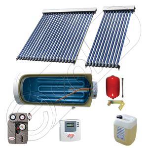 Colectoare solare China cu boiler si un schimbator de caldura, Pachet cu panouri solare apa calda tot anul, Boiler si panouri solare Solariss Iunona