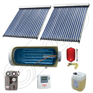 Colectoare solare China cu boiler si un schimbator de caldura, Pachet cu panouri solare apa calda tot anul, Boiler si panouri solare Solariss Iunona