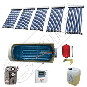 Boiler cu o serpentina si panou solar ieftin cu tuburi vidate, Panouri solare cu boiler monovalent de 400 litri, Colectoare solare pentru apa calda