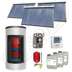 Set panouri solare ieftine cu boiler Kombi de 1000/200 litri si doua serpentine, Set panouri solare Solariss Iunona, Pachet cu panou solar China cu tuburi vidate