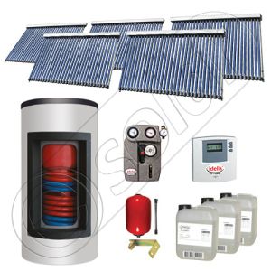 Panouri cu tuburi vidate Solariss Iunona si boiler, Pachet cu panou solar ieftin cu tuburi vidate, Panou solar si boiler Kombi  cu 2 serpentine