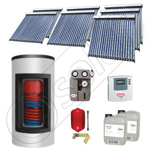 Set panouri solare ieftine cu boiler Kombi de 1000/200 litri si doua serpentine, Set panouri solare Solariss Iunona, Pachet cu panou solar China cu tuburi vidate