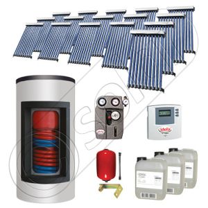 Set panou solar apa calda cu tuburi vidate cu boiler Kombi, Pachet cu panou solar cu tuburi vidate, Panouri cu tuburi vidate si boiler tanc in tanc