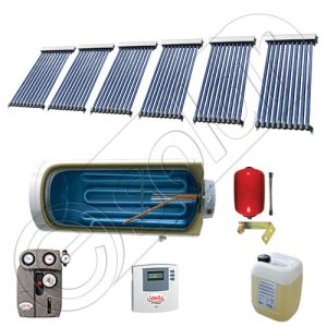 Panouri solare Solariss Iunona, Boiler cu o serpentina si panou solar cu tuburi vidate, Instalatii presurizate ieftine pentru apa calda