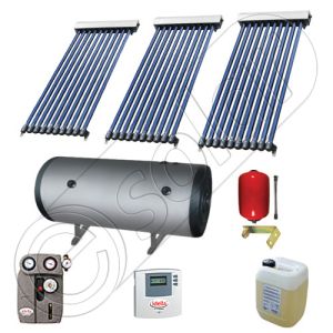 Pachet cu panou solar apa calda tot anul, Instalatii solare si boiler cu 2 serpentine, Boiler si panouri cu tuburi vidate Solariss Iunona