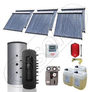 Set panou solar pentru incalzire cu tuburi vidate si puffer, Pachet cu panou solar cu tuburi vidate, Puffer si colectoare solare cu tuburi vidate