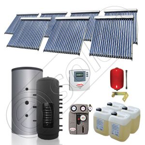 Panouri solare Solariss Iunona, Puffer cu o serpentina si panou solar cu tuburi vidate, Instalatii presurizate ieftine apa calda tot anul