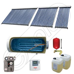 Boiler cu o serpentina si panou solar ieftin cu tuburi vidate, Panouri solare cu boiler monovalent de 400 litri, Colectoare solare pentru apa calda