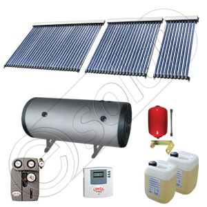 Boiler bivalent de 400 litri si panouri solare ieftine, Pachet cu panou solar cu tuburi vidate, Instalatii solare pentru apa calda Solariss Iunona