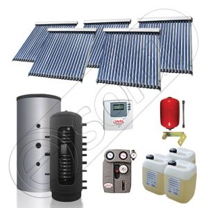 Puffer bivalent de 1000 litri si panouri solare ieftine, Pachet cu panou solar cu tuburi vidate, Instalatii solare pentru incalzire Solariss Iunona