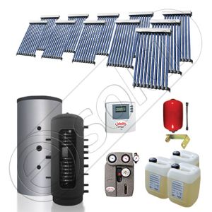 Set panou solar pentru incalzire cu tuburi vidate si puffer, Pachet cu panou solar cu tuburi vidate, Puffer si colectoare solare cu tuburi vidate