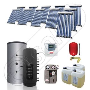 Panouri solare China Solariss Iunona, Colectoare solare cu puffer pentru apa calda tot anul, Puffer cu o serpentina si panou solar cu tuburi vidate