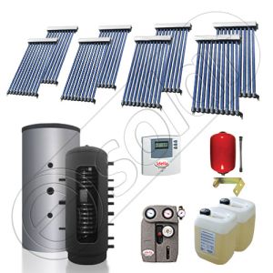 Set panou solar pentru incalzire cu tuburi vidate si puffer, Pachet cu panou solar cu tuburi vidate, Puffer si colectoare solare cu tuburi vidate