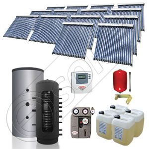 Puffer bivalent de 2500 litri si panouri solare ieftine, Pachet cu panou solar cu tuburi vidate, Instalatii solare pentru incalzire Solariss Iunona