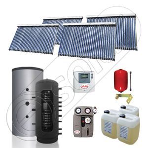 Set panou solar pentru incalzire cu tuburi vidate si puffer, Pachet cu panou solar cu tuburi vidate, Puffer si colectoare solare cu tuburi vidate