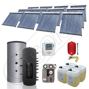 Panouri solare China Solariss Iunona, Colectoare solare cu puffer pentru apa calda tot anul, Puffer cu o serpentina si panou solar cu tuburi vidate