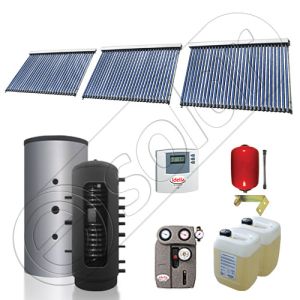 Puffer bivalent de 1000 litri si panouri solare ieftine, Pachet cu panou solar cu tuburi vidate, Instalatii solare pentru incalzire Solariss Iunona