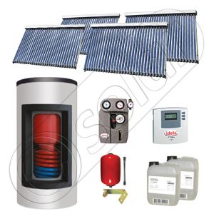 Panou solar ieftin cu tuburi vidate si boiler Kombi cu o serpentina, Panouri solare cu boiler monovalent de 800/200 litri, Panouri solare pentru apa calda
