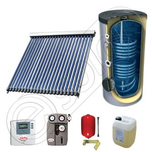 Set panou solar cu tuburi vidate cu boiler cu doua serpentine, Pachet cu panou solar cu tuburi vidate, Panouri cu tuburi vidate si boiler Solariss Iunona