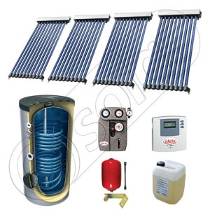 Set panouri solare ieftine cu boiler de 300 litri si doua serpentine, Set panouri solare China Solariss Iunona, Pachet cu panou solar China cu tuburi vidate