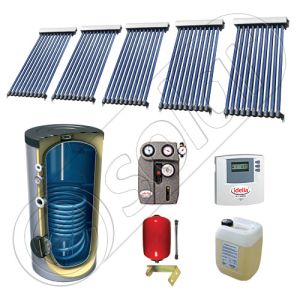 Panou solar ieftin cu tuburi vidate si boiler cu o serpentina, Panouri solare cu boiler monovalent de 500 litri, Panouri solare China Solariss Iunona