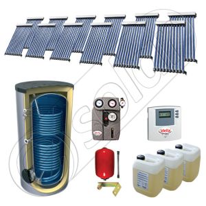 Panouri cu tuburi vidate cu boiler fabricate in China, Pachet panouri solare si boiler cu doua serpentine 1000 litri, Set panouri solare cu tuburi vidate SIU 12x10-1000.2BM
