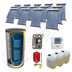 Set panouri solare cu tuburi vidate SIU 14x10-1000.2BM, Panouri cu tuburi vidate cu boiler fabricate in China, Pachet panouri solare si boiler cu doua serpentine 1000 litri