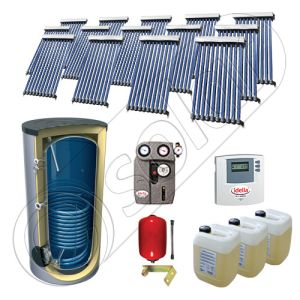 Set panouri solare cu tuburi vidate SIU 14x10-1500.1BM, Panouri cu tuburi vidate cu boiler fabricate in China, Pachet panouri solare si boiler cu o serpentina 1500 litri