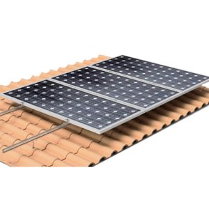 Structura de prindere din aluminiu cu tija pentru 1 panou fotovoltaic 1650/2000 x 1000 (35-50 mm), cu dispunerea pe verticala a modulului pret ieftin