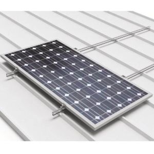 Structura din aluminiu pentru 2 module solare cu prindere pe acoperisurile inclinate din tabla cu dispunerea pe verticala a panourilor pret ieftin