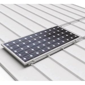 Structura robusta din aluminiu pentru prinderea unui panou fotovoltaic dispus pe orizontala cu sistem de prindere pe acoperisurile din tabla cutata pret ieftin