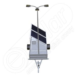 Remorca fotovoltaica IDELLA Mobile Energy IME 2 cu doua panouri solare, un stalp si 3 corpuri de iluminat cu leduri