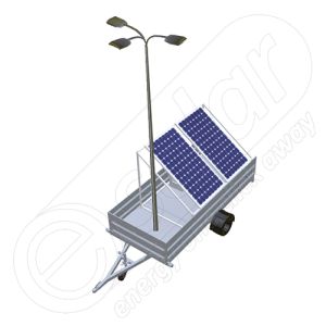 Remorca fotovoltaica IDELLA Mobile Energy IME 2 cu doua panouri solare, un stalp si 3 corpuri de iluminat cu leduri