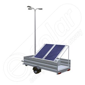 Remorca fotovoltaica IDELLA Mobile Energy IME 2 cu doua panouri solare, un stalp si 3 corpuri de iluminat cu leduri