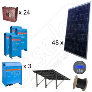 Instalatie solara fotovoltaica trifazata cu productie de energie de 42kWh media zilnica anuala cu montaj pe sol la cheie